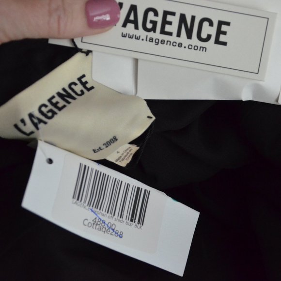 NWT $488 Sz 4 L'AGENCE Stephan Black Off Shoulder Jacket Blazer - Picture 11 of 12